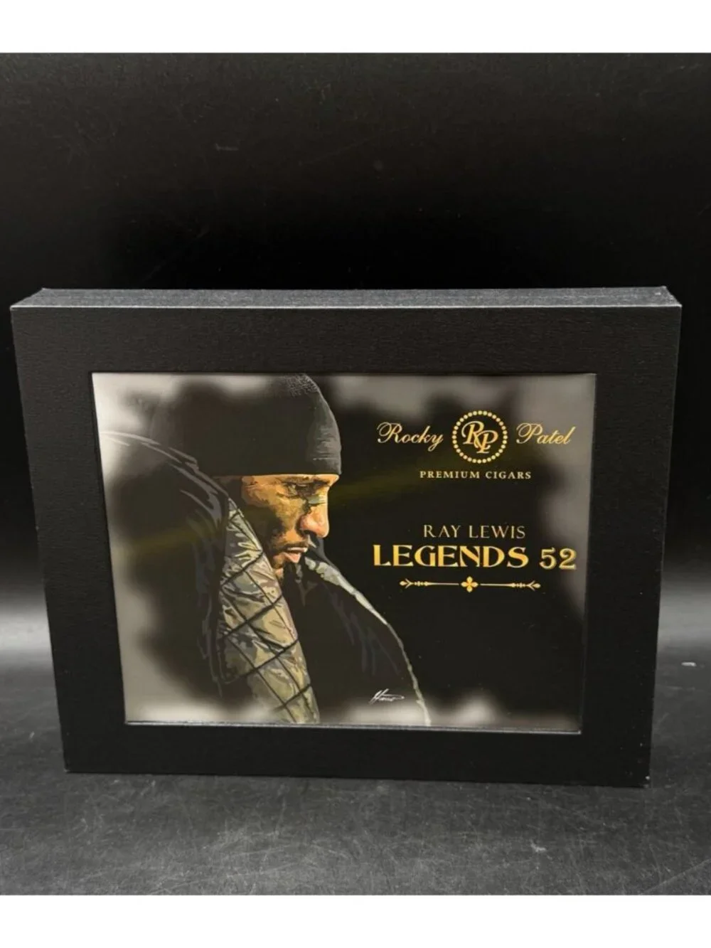 Rocky Patel Ray Lewis Legends 52 Signed Cigar Box & Blue Ribbon EMPTY